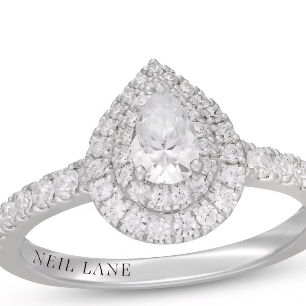 Neil Lane Size 7 White Gold Engagement Ring Pear Shape - Picture 11 of 15